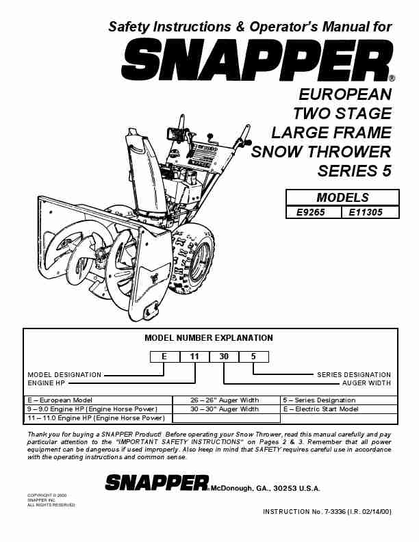 Snapper Snow Blower E11305-page_pdf
